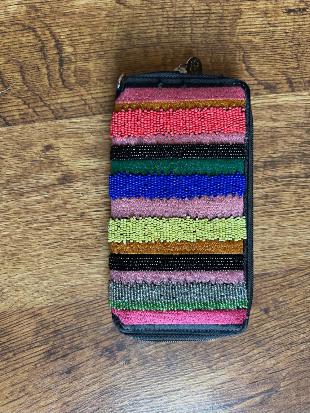 America & Beyond Multicolor Beaded Zipper Wallet  bag purse